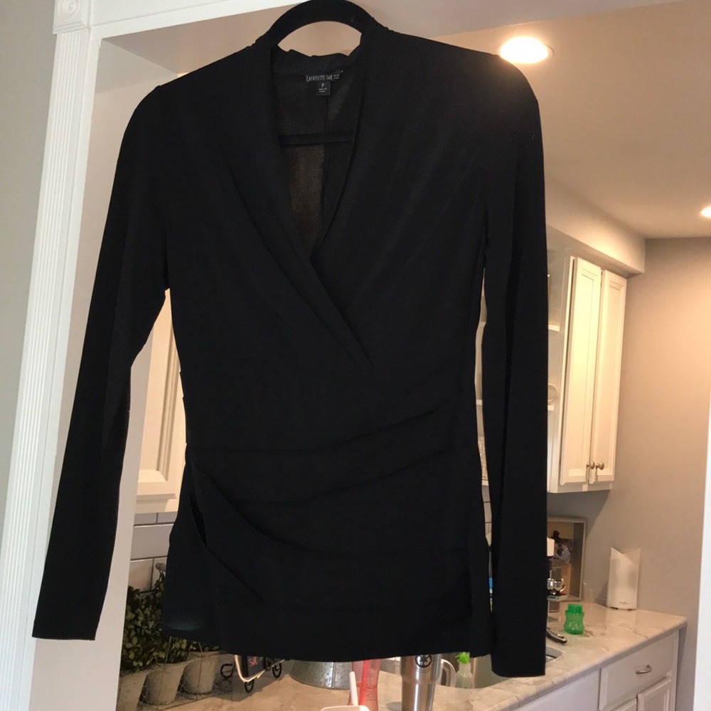 Lafayette 148 New York fitted black blouse